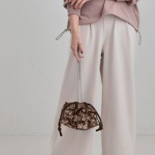 スパンコールフリル巾着ショルダーバッグ