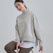 【2点セットS-LL】時短で決まる もちもちニット＆裾シャツインナー