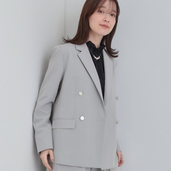 【セットアップ可S-LL洗濯機可】サッと軽やかに羽織りやすい ダブルブレストジャケット