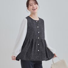 【洗濯機可】時短できちんと見えが叶う フェイクレイヤードブラウス