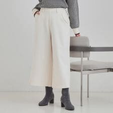 【あったかS-LL】裏起毛ガウチョパンツ