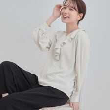 【洗濯機可S-LL】お顔周りを華やかに。フリル襟ブラウス