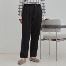 【あったかS-LL】ウールフィール 裏起毛テーパードパンツ