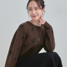 【S-LL】大人上品な レトロフラワーニット