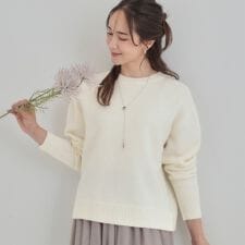 【S-LL洗濯機可】さりげないラメが上品　クルーネックニット