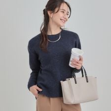 【S-LL洗濯機可】さりげないラメが上品　クルーネックニット