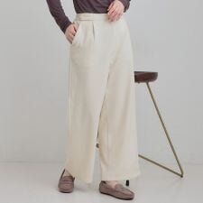 【洗濯機可S-LLあったか】ウエストのタブボタンがポイント 裏起毛ワイドパンツ