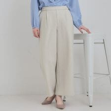 【洗濯機可S-LL】ウエストのタブボタンがポイント　ワイドパンツ