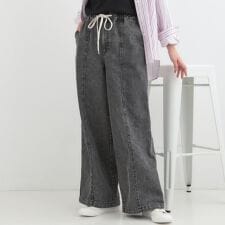 【S-LL】抜け感あるスタイルに ケミカルデニム イージーワイドパンツ
