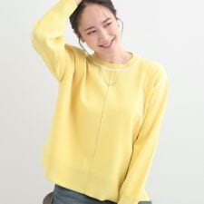 【洗濯機可S-LL】軽やかな スポンディッシュ パイピングニット