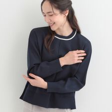 【洗濯機可S-LL】軽やかな スポンディッシュ パイピングニット