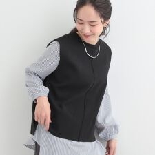 【洗濯機可2点セットS-LL】着回し自在 きれい見え ニットベスト＋ブラウス