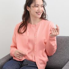 【洗濯機可S-LLアンサンブル可】シンプルきれい見え クルーネックカーディガン