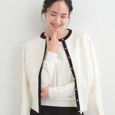 【洗濯機可S-LLアンサンブル可】シンプルきれい見え クルーネックカーディガン