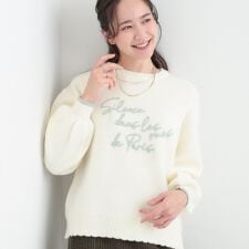 【洗濯機可S-LL】裾スカラップが差がつく コード刺繍ロゴニット