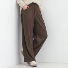 【S-LL】大人っぽく穿ける 股上深め コーデュロイカーブパンツ