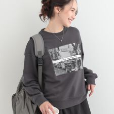 【S-LL】カジュアルすぎない大人のフォト刺繍裏毛スウェット