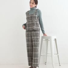 【2点セット】着るだけで決まる クラシカルなツイード調 チェック柄セットアップ