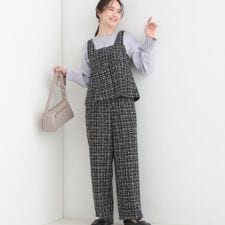 【2点セット】着るだけで決まる クラシカルなツイード調 チェック柄セットアップ