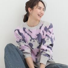 【洗濯機可S-LL】1枚で華やかに ラメ入りニュアンス柄ニット