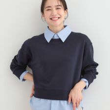 【洗濯機可S-LL】1枚でサマ見え　シャツレイヤード風 スウェット