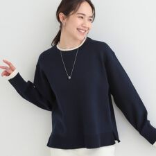 【洗濯機可S-LL】配色が上品 スウェットライクニット
