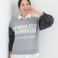 デニム袖切替ロゴニット