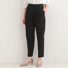 【洗濯機可S-LL】ベルト風デザインがアクセント きれい見えテーパードパンツ