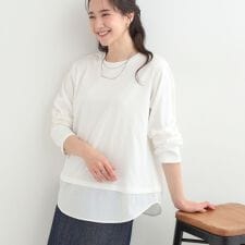 【洗濯機可S-LL】レイヤードスタイルにおすすめ 裾切替 スムースロンT