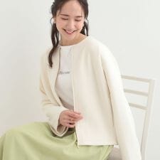 【セットアップ可S－LLなめらかタッチ】大人のきれいめスタイルに ノーカラージップブルゾン