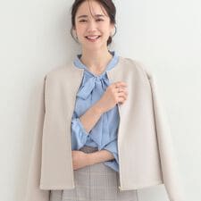 【セットアップ可S－LLなめらかタッチ】大人のきれいめスタイルに ノーカラージップブルゾン