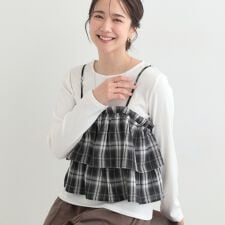 【2点セット】チェック柄フリルキャミビスチェ×テレコロンT