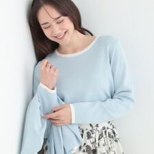 【洗濯機可S-LLアンサンブル可】配色クルーネックニット