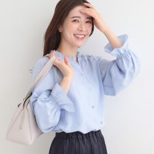 【洗濯後シワになりにくいUV】洗えるフリル襟ブラウス