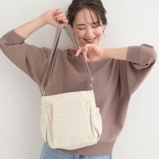 【撥水】縦ファスナー8ポケットショルダーバッグ