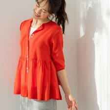 七分袖ペプラムニットカーディガン