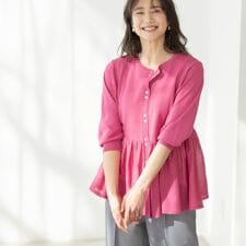 七分袖ペプラムニットカーディガン