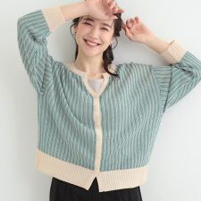 【洗濯機可S-LL】1枚でサマ見え キーネックカーディガン
