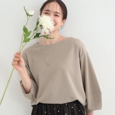 【2点セット7分袖S-LL】ランタンスリーブで女性らしい ネックレス付きブラウス