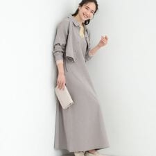 【2点セットS-LL】おとなの抜け感 ショート丈シャツ＋キャミワンピース