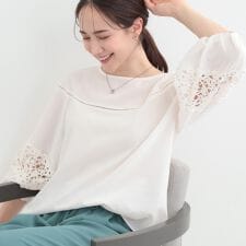 レース切り替えブラウス