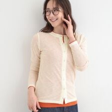 【2点セット洗濯機可S-LL】こなれ感あるレイヤードスタイルが即完成 シアーカーディガン+ロンT