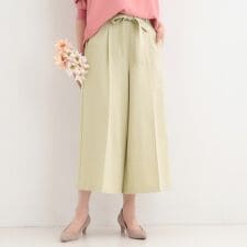 【洗濯機可S-LL】ハイウエストで美脚見え リボンワイドパンツ