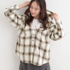 【洗濯機可S-LL】涼しげで軽やかな チェックフーディーシャツ