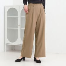 【洗濯機可S-LL】フラップポケットがアクセント ヘリンボーンワイドパンツ