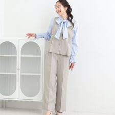 【2点セットS-LL】大人っぽく上品に見える 麻調セットアップ