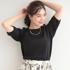 【毎日洗えるS-LL】上半身がすっきり見える　多機能5分袖ニット