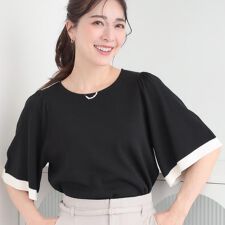 【毎日洗えるS-LL】大人フェミニンなひらり袖 二の腕が隠れる5分袖ニット
