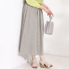 【セットアップ可洗濯機可S-LL】軽やかに揺れる サッカーチェック フレアスカート