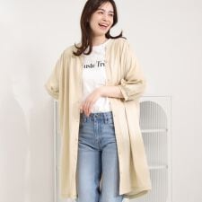 【洗濯機可S-LL】カットツイルキーネックシャツワンピ